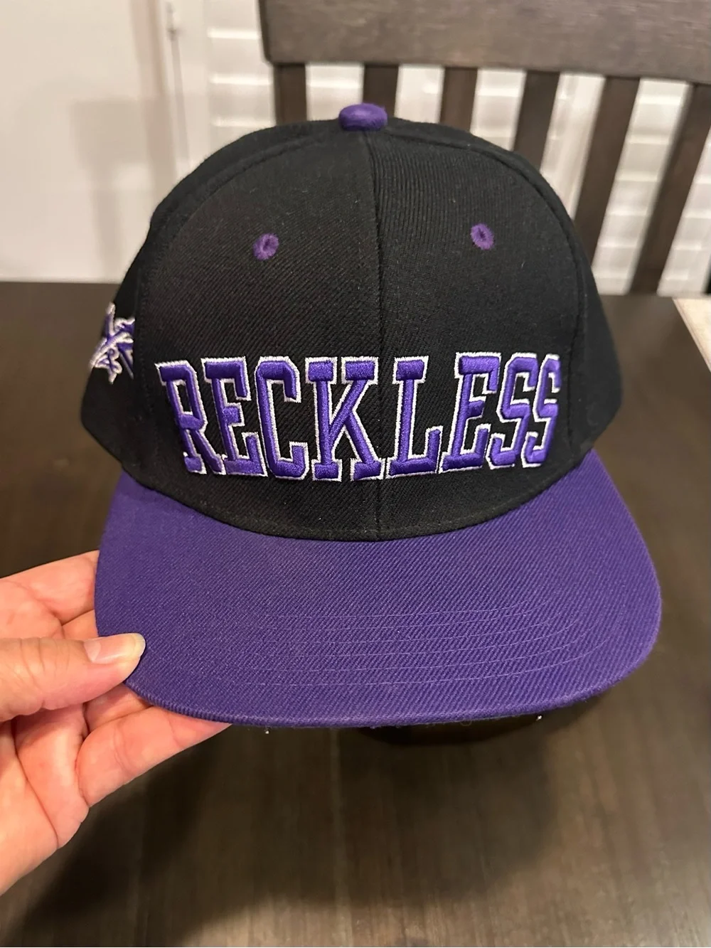 2 -Young & Reckless Block Letter Snapback Hats - Black/Yellow & Black/Purple